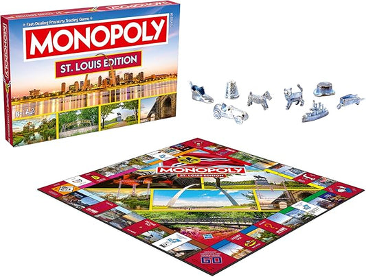 Monopoly Board Game St Louis MO Edition : 2-6 Players Family Board Games for Kids and Adults, Board Games for Kids 8 and up, for Kids and Adults, Ideal for Game Night
