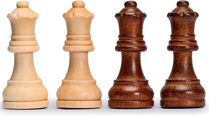 Husaria Staunton Tournament No. 4 Chessmen with 2 Extra Queens and Wooden Box, 3-inch Kings