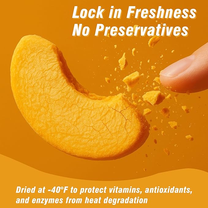 MATINÉE Freeze Dried Peaches, Dehydrated Fruit, Dried Fruit Snack for Baking, Yogurt & Kids Treats-Vegan, Non-GMO, Preservative Free, 1.2oz, 34g (Pack of 4 Bag)