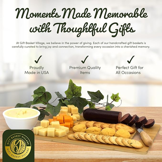 Gift Basket Village Cheese And Sausage Gift for Retirement - Gourmet Gift Baskets for Adults, Summer Sausage, Swiss Cheese, Salami, Cheddar, & Specialty Food Gifts, Ideal for Corporate & Company Event