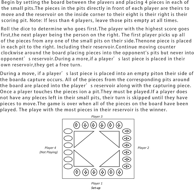 GSE Games & Sports Expert 4-Player Mancala Board Game with Multi-Color Glass Stones, Folding Wooden 4-Way Mancala Family Travel Strategy Games Set for Kids & Adults (Oak)