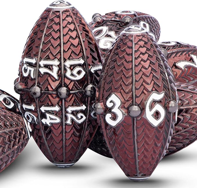 ARUOHHA DND Metal Dice Black Red Dragon Egg Dice with Metal Box, Role Playing Game RPG Polyhedral D and D Dice Set D20 D12 D10 D8 D6 D4