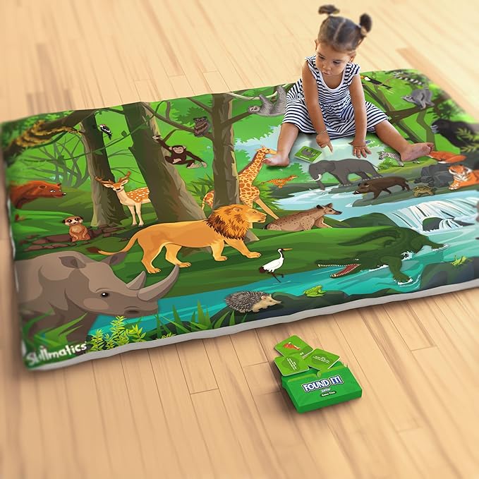 Skillmatics Play Mat & Floor Game - Found It Junior Animals, Large, Soft, Safe Mat for Toddlers and Preschoolers, for 18+ Months