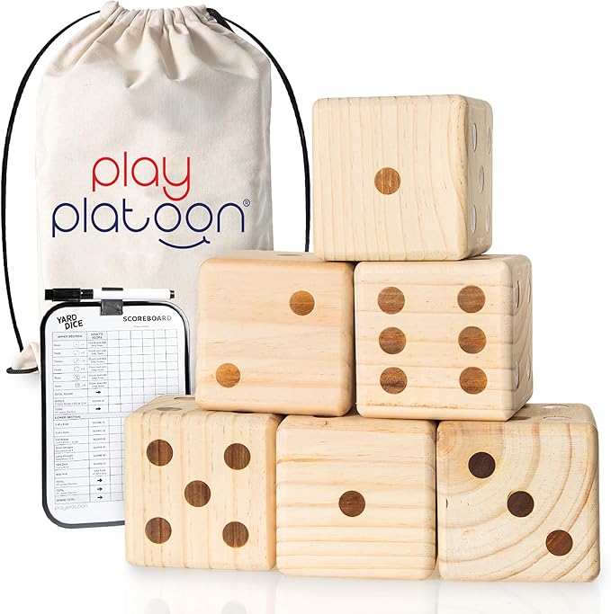 Play Platoon Lawn Dice - Giant Wooden Yard Dice Game for Playing Endless Outdoor Games