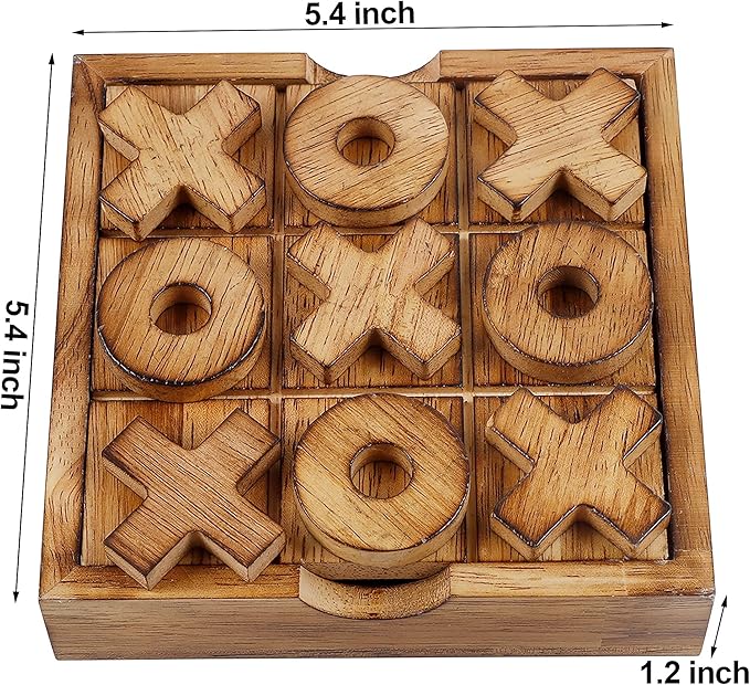 Glintoper Tic Tac Toe & 4 in a Row Table Games Set - Rustic Decor Wood Strategy Board Games for Families