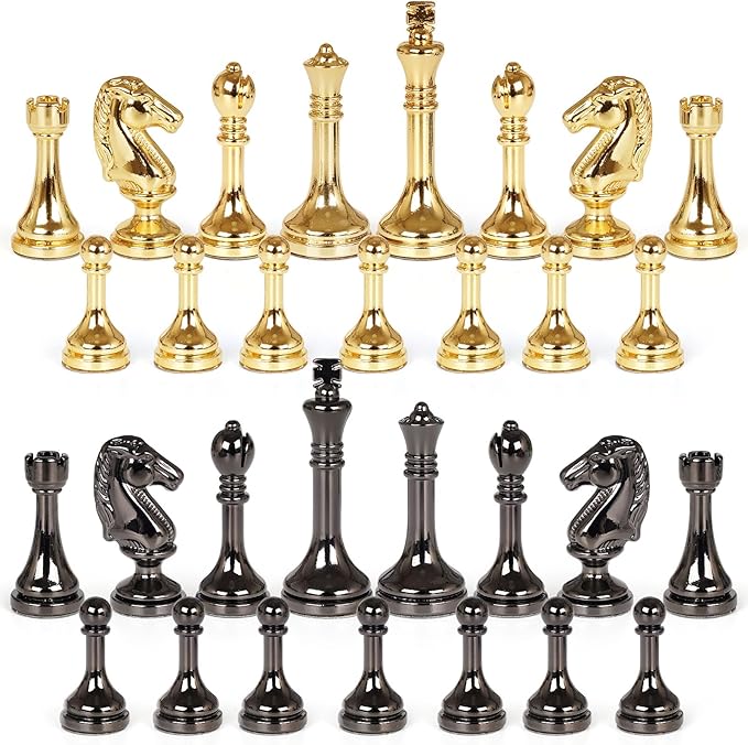 Metal Chess Set – Wooden Chess Board Set Travel Chess Sets,Metal Handcrafted Chessmen, Bonus 2 Extra Queens, Portable Classic Chess Game for Adults Family Board Game