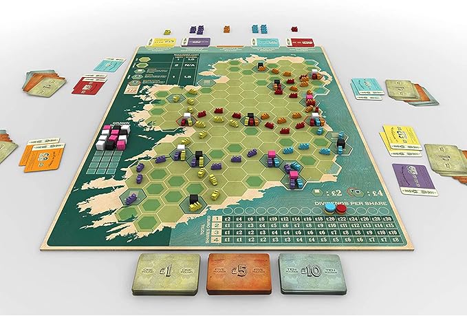 Irish Gauge, Strategy Board Game, Game of Building Railroads Across Ireland, 60 Minute Play Time, 3 to 5 Players, Ages 15 and Up