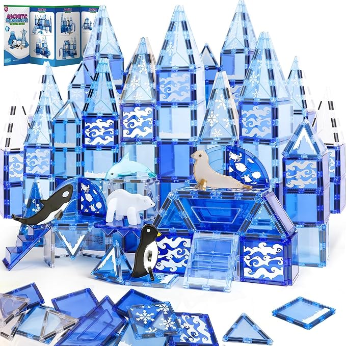 TOY Life Magnetic Tiles 56pcs Magnet Building Toys for Kids Ages 4-8, Magnetic Toys for Toddlers 3+, Magnet Tiles Educational Construction Toys, Magnetic Building Tiles Toddlers Christmas Toy Gift