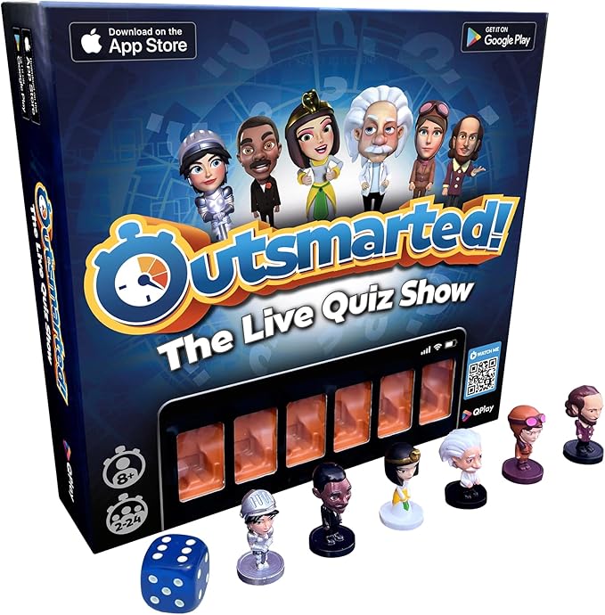 Outsmarted - The Live Quiz Show - 2025 Version - Remote Board Game - More than 10000 Multimedia Questions and Updates, Live TV Quiz Show, Family Game Night - Games for Adults, Teens and Kids - Ages 8+