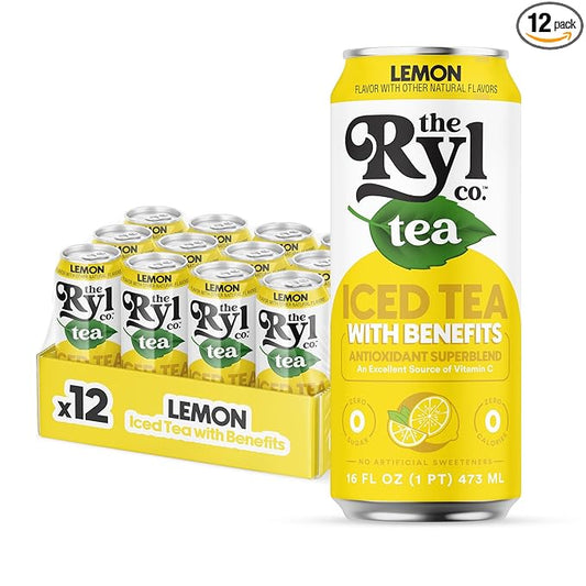Ryl Iced Tea, Lemon, Antioxidant Superblend, Zero Sugar, Low Carb, Zero Calorie Iced Tea, 16.0 Fl Oz (12-Pack)