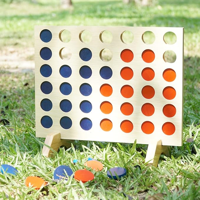 BSIRI Wooden Connect a Row in 4 - Board Games Kids Outdoor Toys Home Decor Rustic Yard Games Family Games for Kids and Adults Giant Jumbo Birthday Gifts for Men