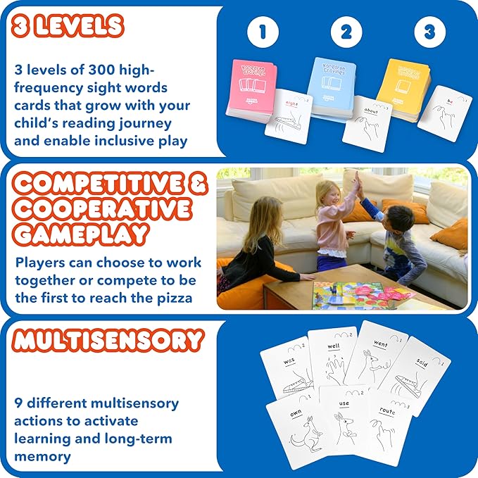 Kangaroo Cravings Learn to Read 300 High-Frequency Sight Words Board Game - Fun Learning Resource & Word Game for Kids Ages 4-9 - Parent & Teacher Must Haves for Preschool, Kindergarten, 1st-3rd Grade
