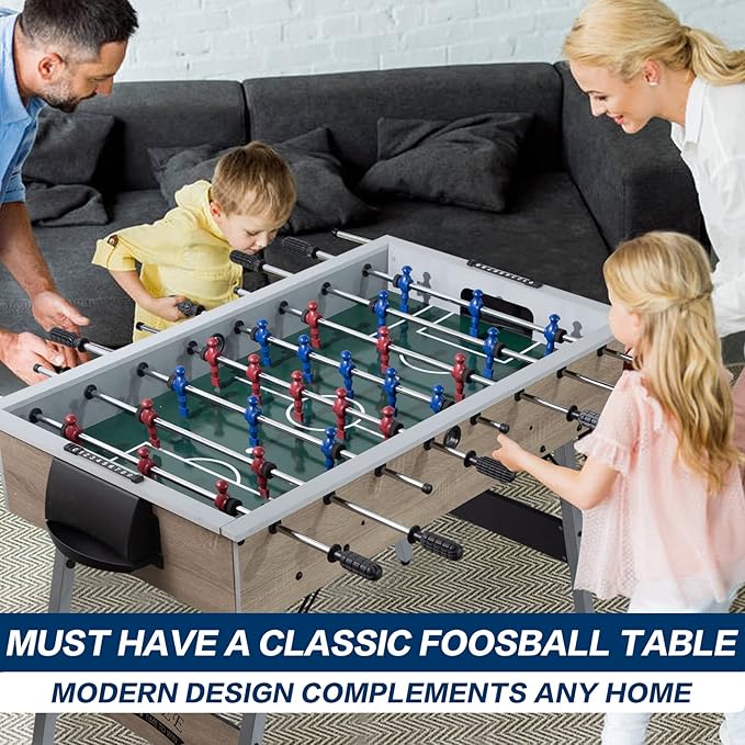 48in Foosball Table, Competition Sized Soccer Table w/ 2 Balls, 2 Cup Holders 2x4ft for Kids, Adults, Suit for 4 Players, Football Table for Home, Game Room, Arcade