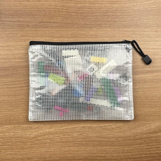 Oaimyy-8 * 10 inchs-18 Pcs-Plastic Mesh Zipper Pouch Document Folders Bag Zip File Bags for Office Supplies,Home,Travel Storages,Puzzle Board Games Storage-Black