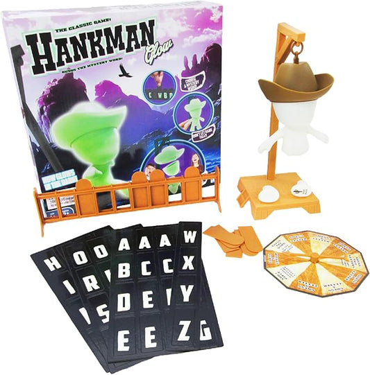 Fotorama Hankman Glow, Magnetic Hangman Mystery Word Guessing Game for Kids & Families, Glow in The Dark Travel Game, Guess The Word Before Hank Falls