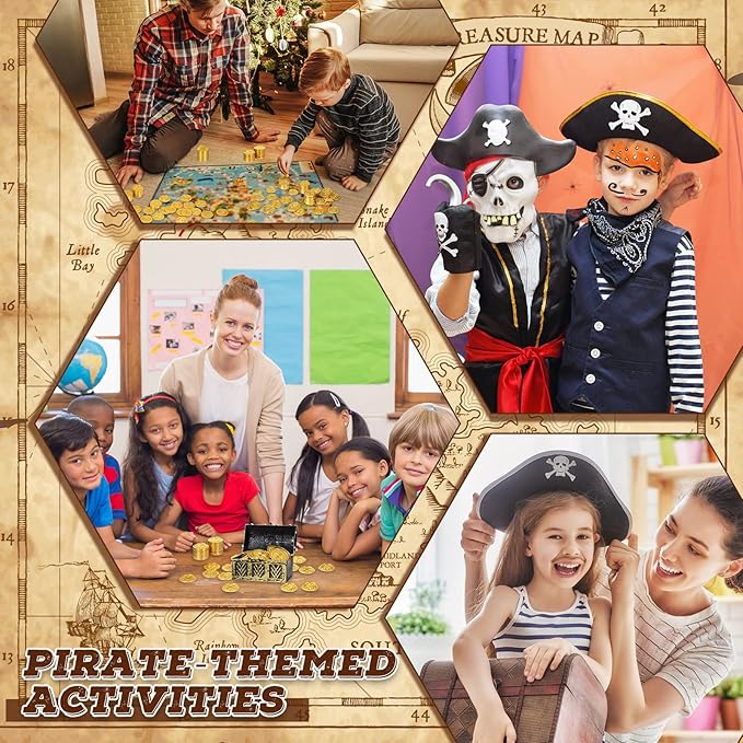 Hanaive 100 Pcs Metal Pirate Coins Bulk Gold Fake Coins Spanish Doubloon Tokens for Kids Board Games Pirate Party Cosplay(Round)