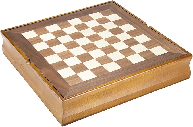 Hey! Play! 7-in-1 Classic Wooden Board Game Set – Old Fashioned Family Game Night Cards, Dice, Chess, Checkers, Backgammon, Dominoes and Cribbage (12-HY2691)