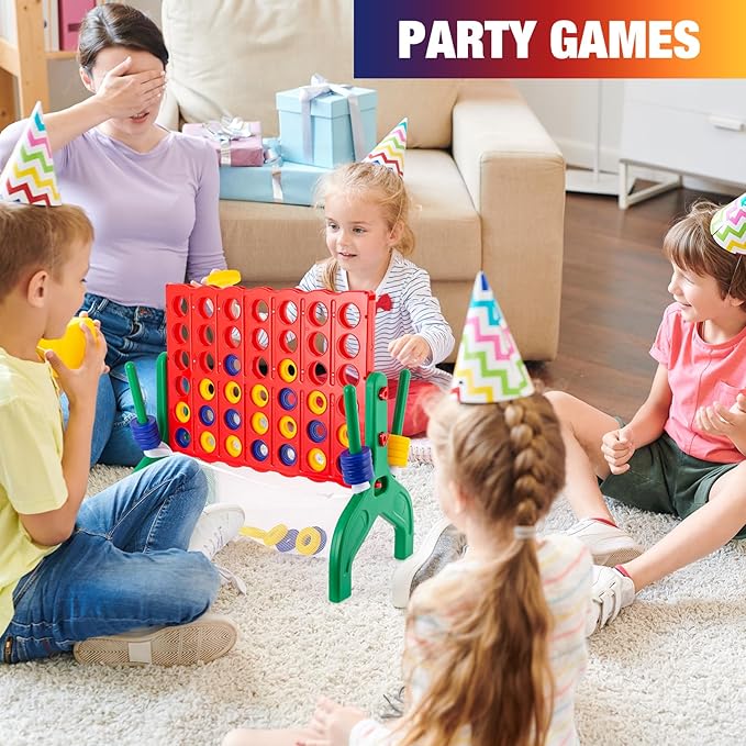 1.9 Feet Giant 4 in A Row Game, Large 4-to-Score Connect Game Set for Kids and Adults Yard/Lawn/Camping/Beach Outdoor Games, Indoor Family Kids Friends Party Game