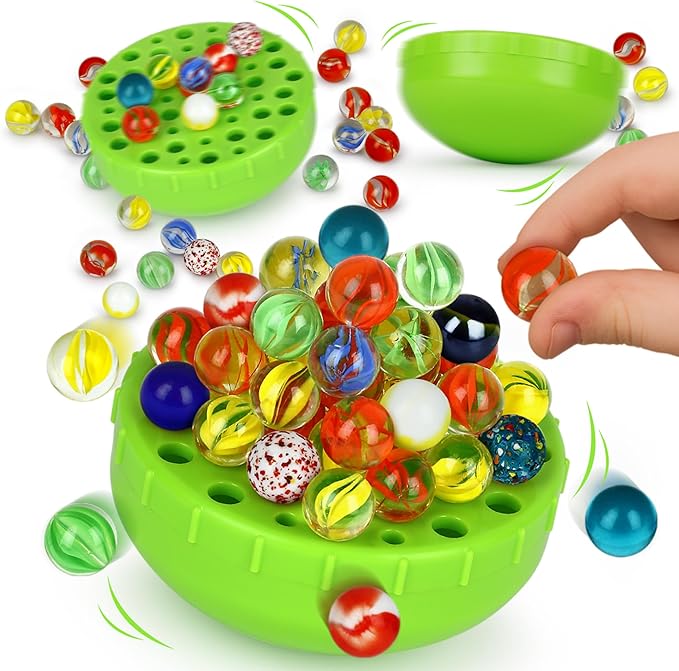 Funwares WobbleBall Marble Balancing Game – 50 Colorful Marbles Stored Inside for Easy Cleanup, Exciting Family Challenge for Kids & Adults, Fun Party Game, 1-4 Players, Perfect Holiday, Birthday Gift