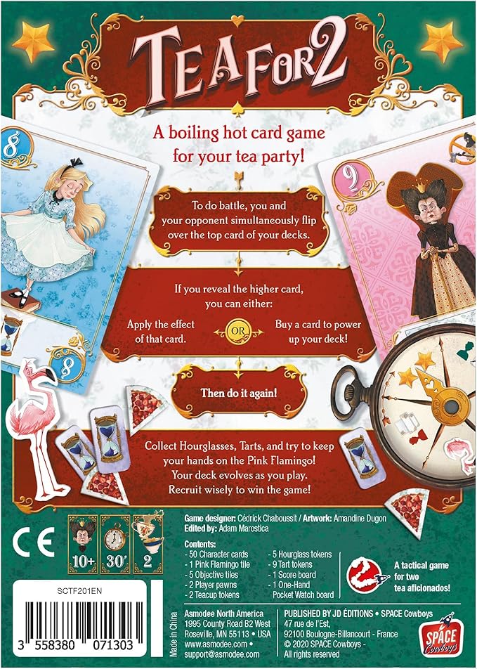 Tea For 2 Board Game - Alice's Wonderland Deck-Building Game, Strategic and Evolving Gameplay, Fun Family Game for Kids & Adults, Ages 10+, 2 Players, 30 Minute Playtime, Made by Space Cowboys