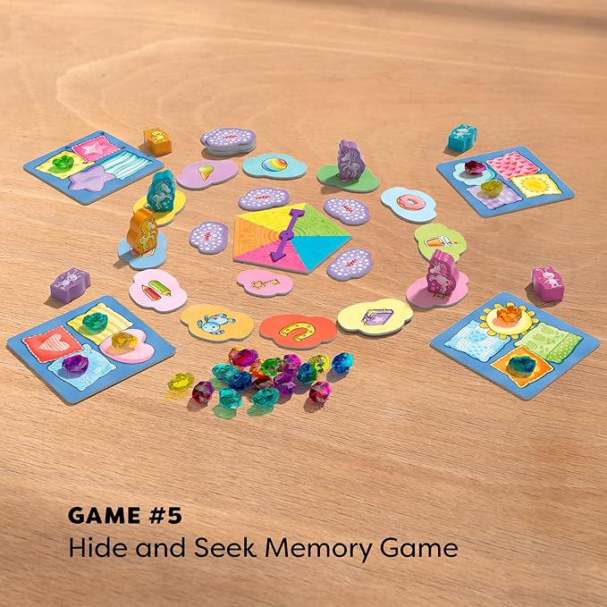 HABA Unicorn Glitterluck 9 Game Collection - Board Game Collection Fun Kids Games 4-8, Unicorn Toys & Games for Family Game Time