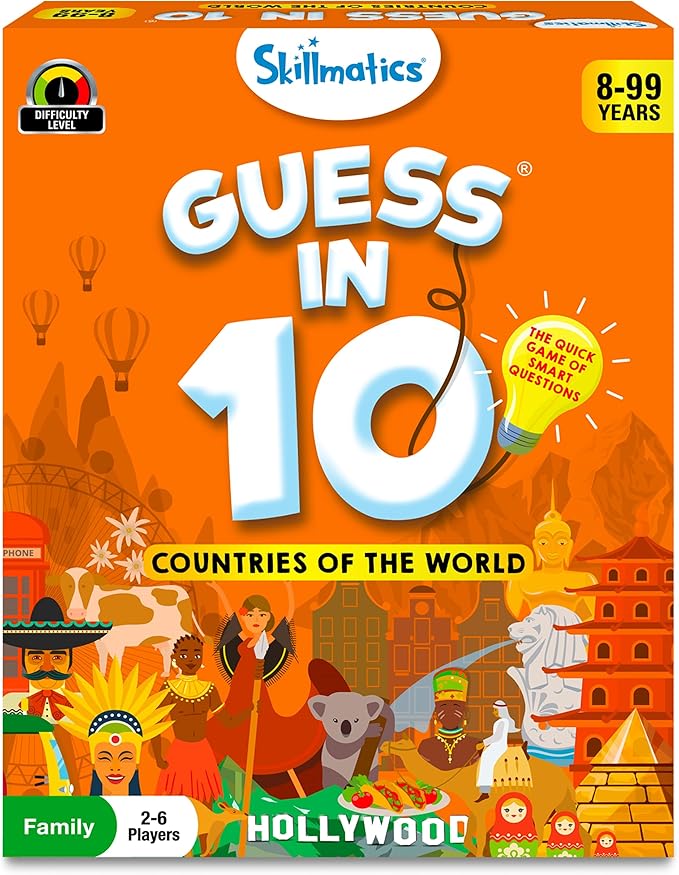 Skillmatics Guess in 10 Countries of The World, Perfect for Boys, Girls, Kids & Families Who Love Card Games, Educational Toys, Board Games, Trivia, Gifts for Ages 8, 9, 10 & Up