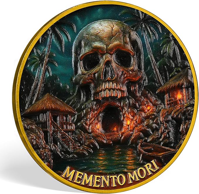 Memento Mori Coin Momento Mori Coin Skull Coin Stoic Gifts Memento Mori Calendar Living Memento Mori Amor Fati Coin (Skull Island)