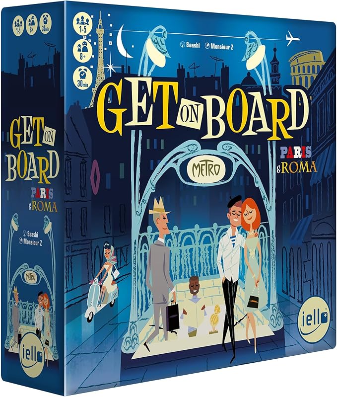 IELLO: Get On Board: Paris & Rome - A Clever Flip & Write Board Game, Create The Best Metro Line in Two Cities, Ages 8+, 1-5 Players, 30 Mins