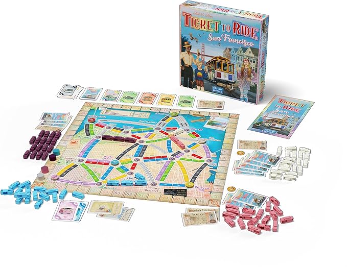 Ticket to Ride San Francisco Board Game - Fast-Paced Railway Adventure in The City by The Bay! Fun Family Game for Kids & Adults, Ages 8+, 2-4 Players, 10-15 Minute Playtime, Made by Days of Wonder