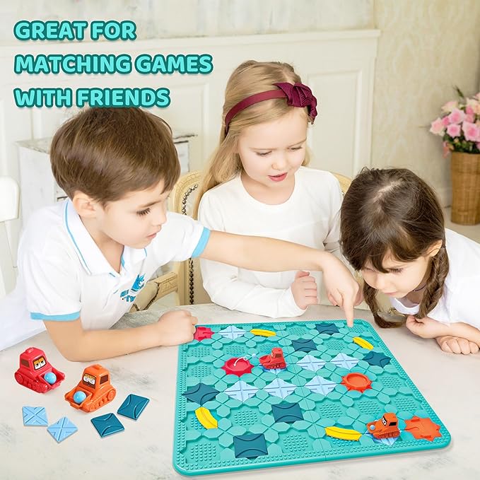 Stem Toys Board Games for Kids Ages 4-8 Montessori Building 3 4 5 Year Old Smart BrainTeasers Puzzle (Logical Road Builder)
