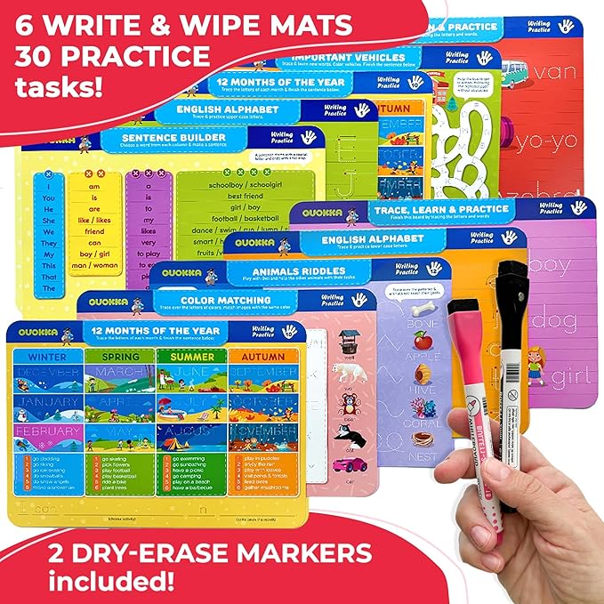 QUOKKA Busy Book Practice Handwriting for Kids - ABC - Learn to Write for Toddlers 3-5 | 30 Tasks | Pre K ABC Letter Tracing | Homeschool Preschool Learning Activities