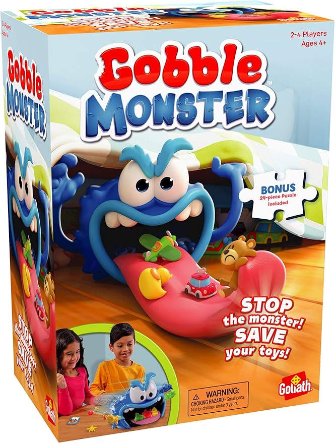 Gobble Monster Game - Save Your Toys from The Monster's Tongue Before It's Too Late - Includes 24-Piece Puzzle by Goliath