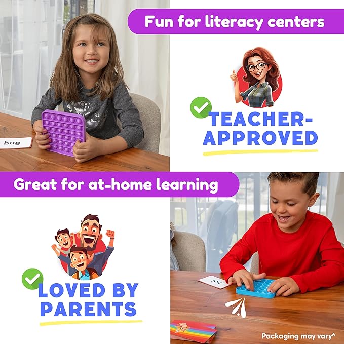 THE FIDGET GAME Word Pop, CVC Words - Learn to Read in Weeks - Multisensory Reading & Phonics Interactive Game Ideal for Pre Kindergarten to 1st Grade (Packaging May Vary)