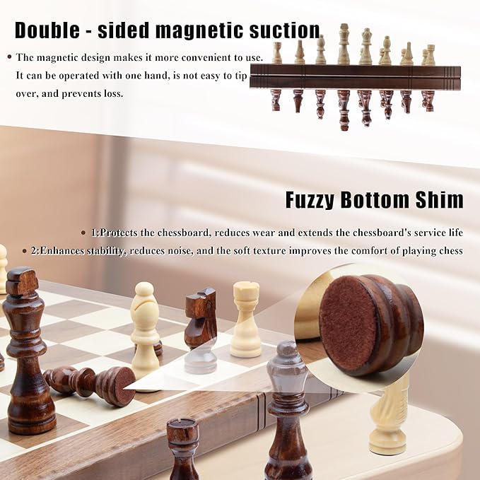 15.7 Inch Backgammon Sets, 3 in 1 Premium Wooden Game Sets,Including Checkers, Chess, and Backgammon for Adults and Kids