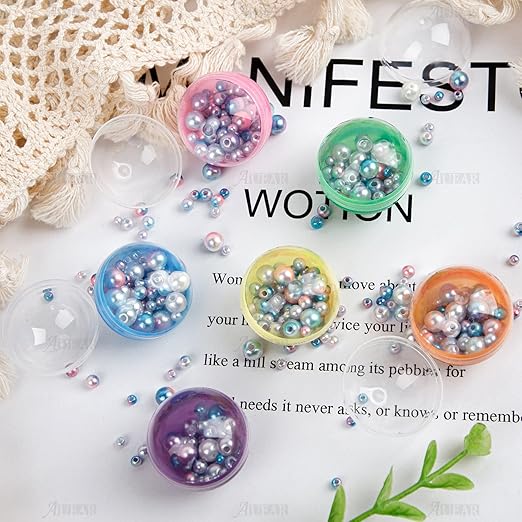 AUEAR, Colorful Small Round Capsules 1.1 Inch Vending Machine Empty Plastic Gumball Containers for Party Favor Prize (250 Packs)