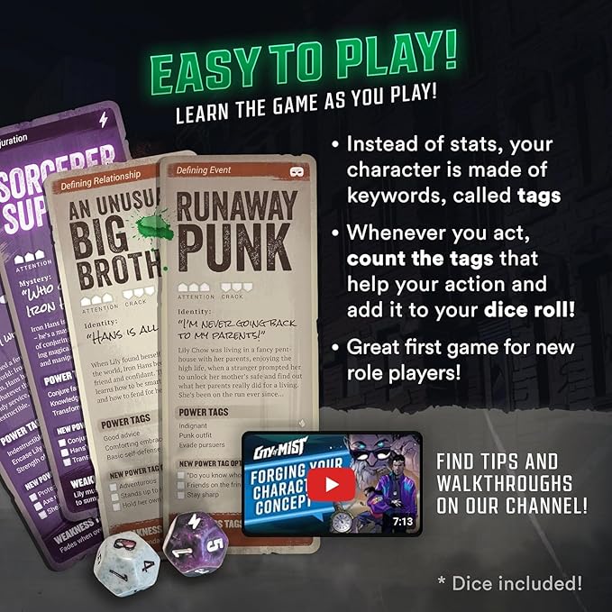 Son of Oak City of Mist Starter Box - Beginner-Friendly Tabletop RPG Set, Includes Streamlined Rulebooks, Pre-Made Characters, Shark Tank Adventure, Custom Dice, Maps, Tokens, and Status Trackers