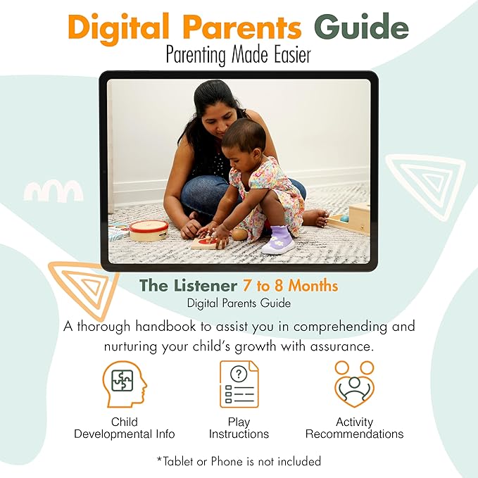 Montessori Toy Set 7-8 Months Infant Toys - Object Permanence Box, Baby Led Weaning, Feeding Set, Wooden Sensory Musical Instruments, Puzzle, Board Book, Flash Cards, Gifts Basket