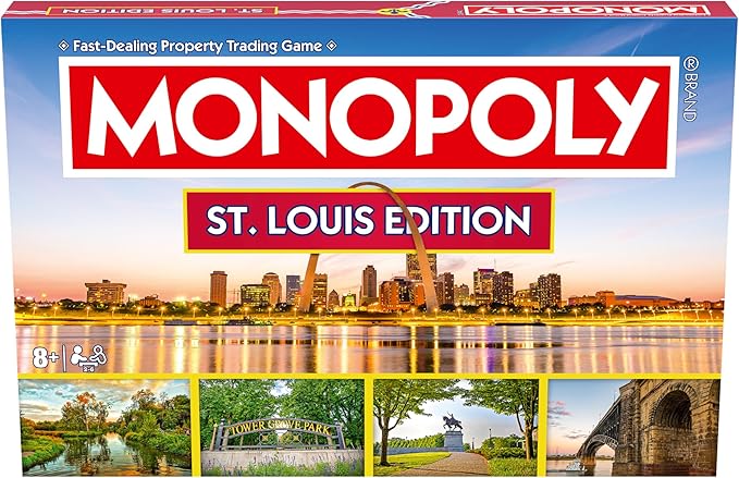 Monopoly Board Game St Louis MO Edition : 2-6 Players Family Board Games for Kids and Adults, Board Games for Kids 8 and up, for Kids and Adults, Ideal for Game Night