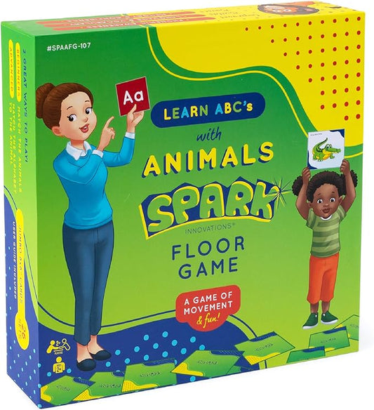 SPARK INNOVATIONS Animals Matching Cards Floor Game, Learn Abc's with Animals Matching Game, Childrens Memory Game, Animal Games, Toddler Learning Toy
