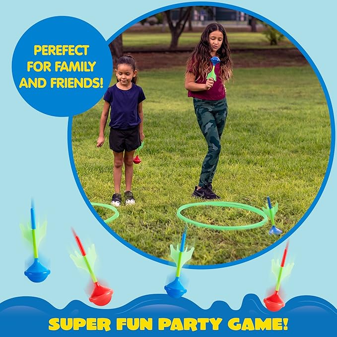 JOYIN Lawn Darts Game Set for Kids and Adults - Glow in The Dark Outdoor Lawn Games for Adults and Family, Soft Tip Darts Set for Kids Camping, Outside Yard