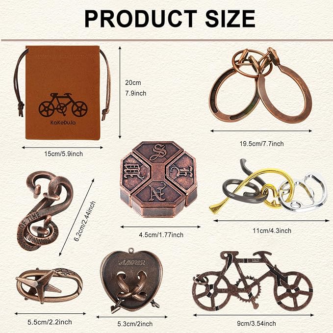 12 PCS Brain Teaser Puzzles Metal Puzzle Logic Metal Puzzle for Adult Lock Puzzles Gift for Adults Teenagers Kids