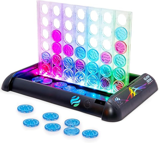Glow in a Row Light-Up 4 in a Row Board Game, Strategy Games for Kids Ages 6 and Above, 2 Player Game, Perfect for Kids and Adults Family Game Night