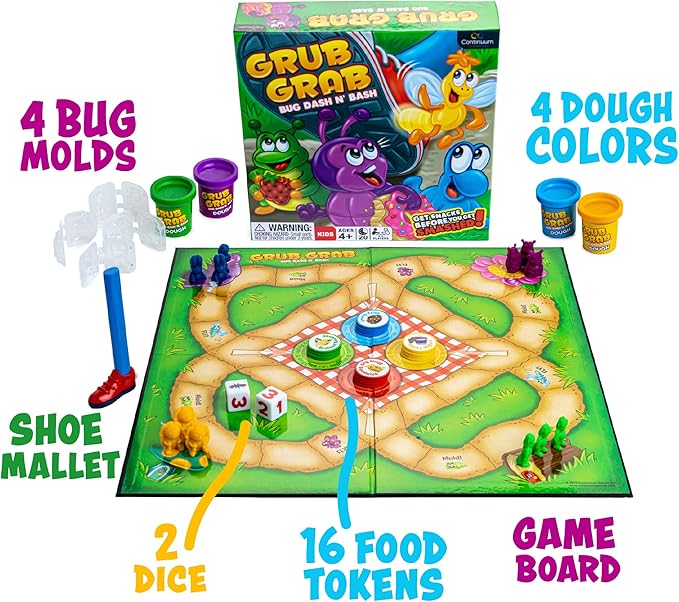 Grub Grab Board Games for Kids 4-6 Interactive Game Ant Bugs Boardgame for Children and Family Night 2-6 Players Ages 4+
