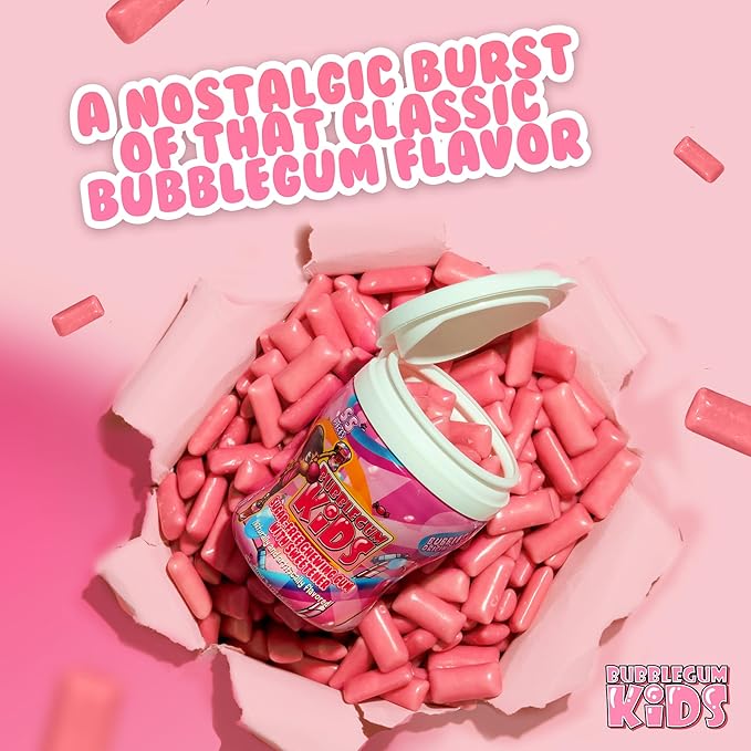 Bubblegum Kids Sugar-Free Gum - Classic Bubblegum Flavor Sugar Free - Bubble Gum for Kids and Adults Craving Nostalgia - Vegan and Kosher Friendly, Parent Approved - Pack of 1