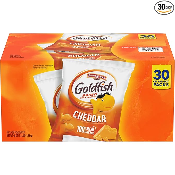Pepperidge Farm Goldfish Cheddar Crackers, 1.5 oz. Snack Packs, 30 Count