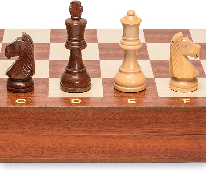 Husaria Professional Staunton Tournament No. 6 Wooden Chess Game Set with 2 Extra Queens, 3.9-inch Kings