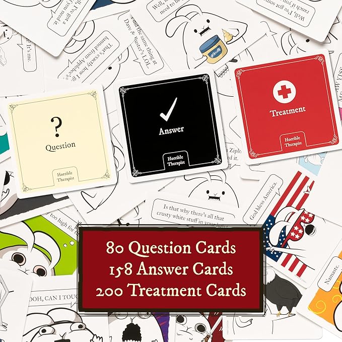 Exploding Kittens Horrible Therapist: Extra Horrible Edition 3-8 Players - Ages 17+ - 15 Minutes to Play - Comic Building Card Game - Ideal for Party, Family Game Night - White