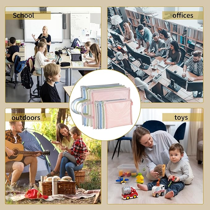 20 Pack Colored Mesh Zipper Pouch Bags, Nylon Puzzle Building Block Sets Toy Storage and Organization, Breathable See Through(10Pcs A4+10Pcs A5) Zipper Pouch with Handle for Games