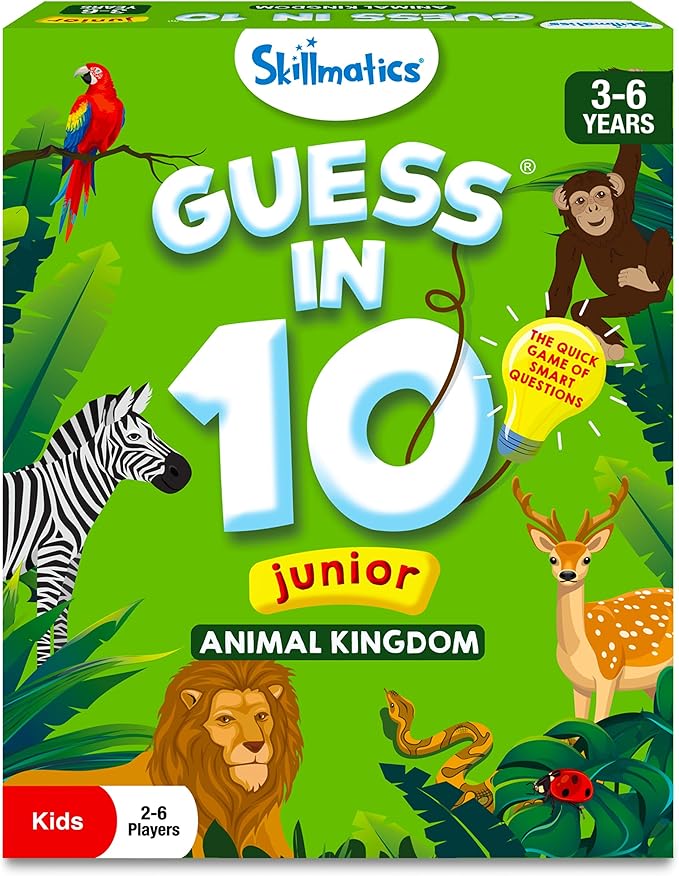 Skillmatics Guess in 10 - Animal Kingdom, Card Game for Preschool Kids, Girls & Boys, Fun Travel Game & Gifts for Ages 3, 4, 5, 6