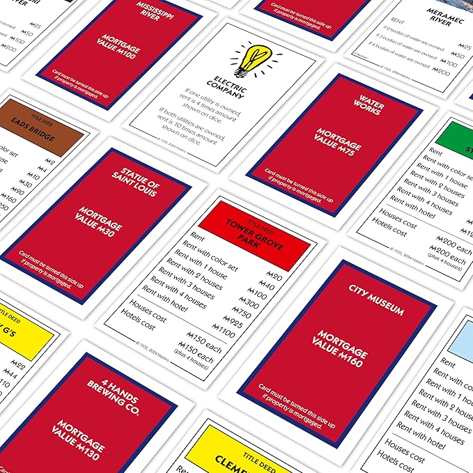 Monopoly Board Game St Louis MO Edition : 2-6 Players Family Board Games for Kids and Adults, Board Games for Kids 8 and up, for Kids and Adults, Ideal for Game Night